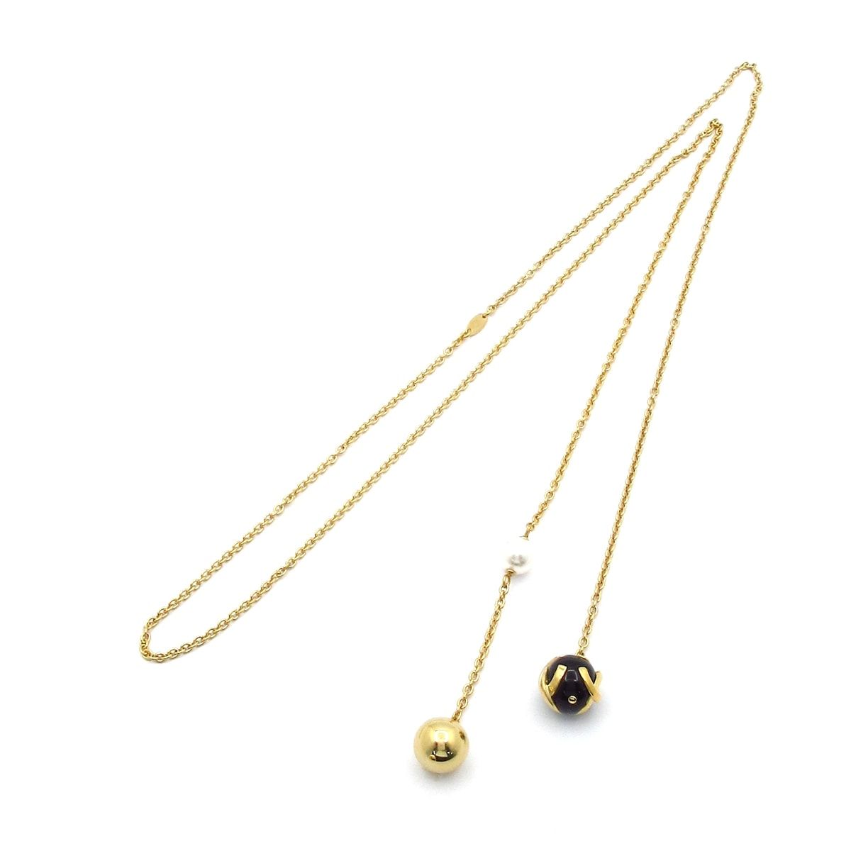 Chanel Necklace CC Logo Gold Black White — view 6