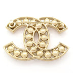 Chanel Brooch CC Logo Gold White — view 2