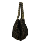 Fendi Handbag Mia Zucca Pattern Dark Brown Gold Chain Handle Leather — view 2