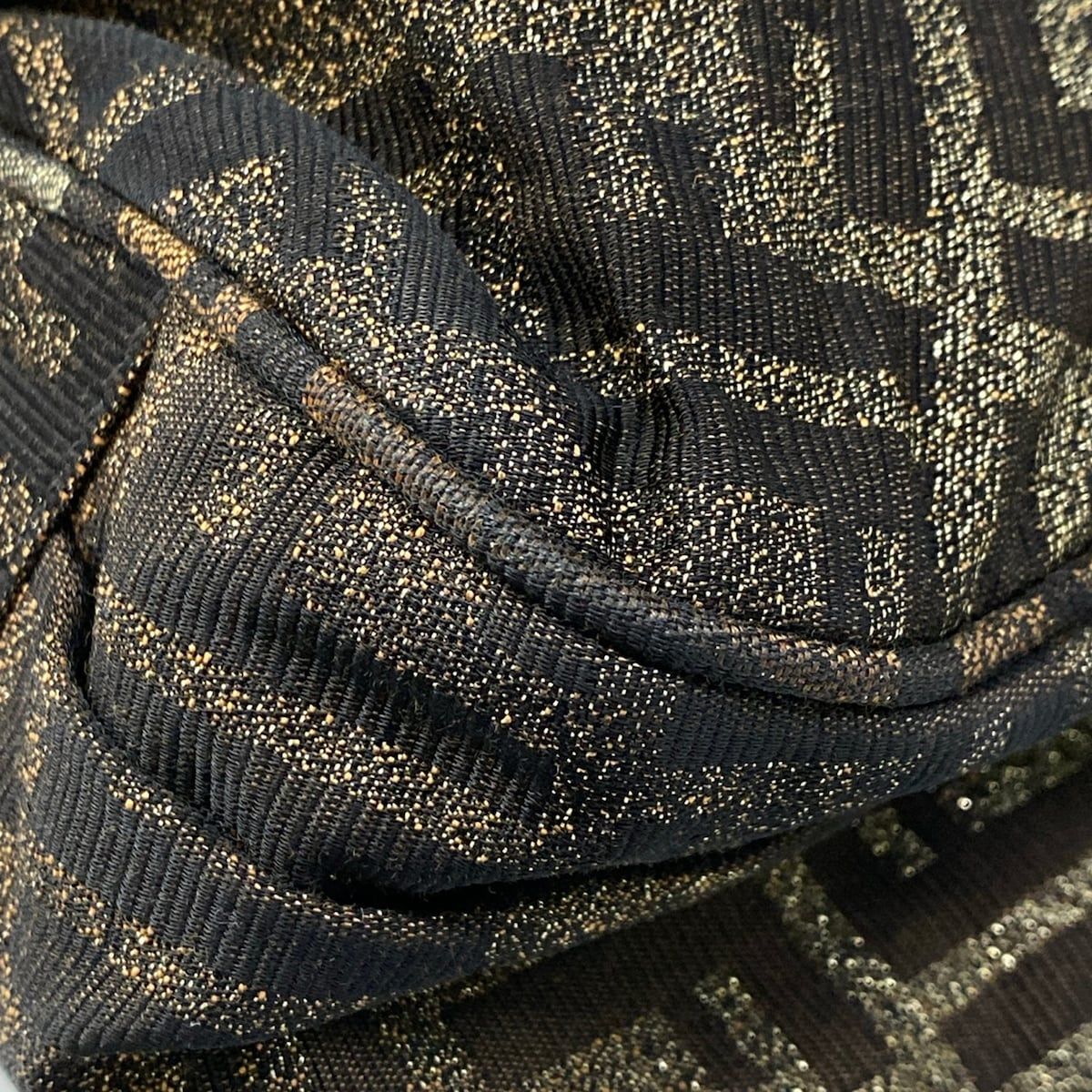 Fendi Handbag Mia Zucca Pattern Dark Brown Gold Chain Handle Leather — view 6
