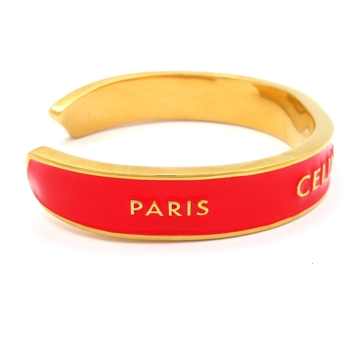 Celine Bangle Gold Red Ribbon Small Cuff Bracelet — view 2