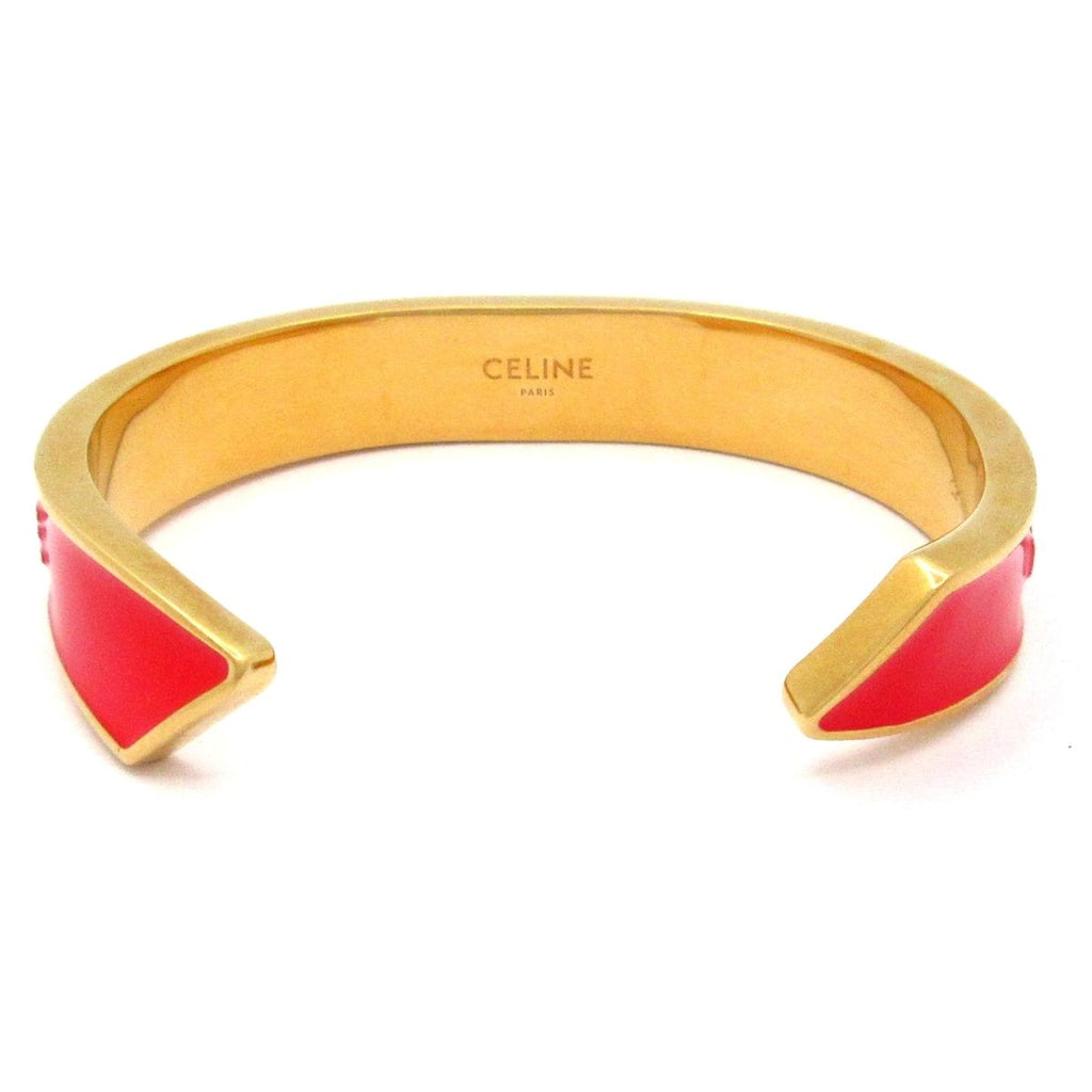 Celine Bangle Gold Red Ribbon Small Cuff Bracelet — view 3