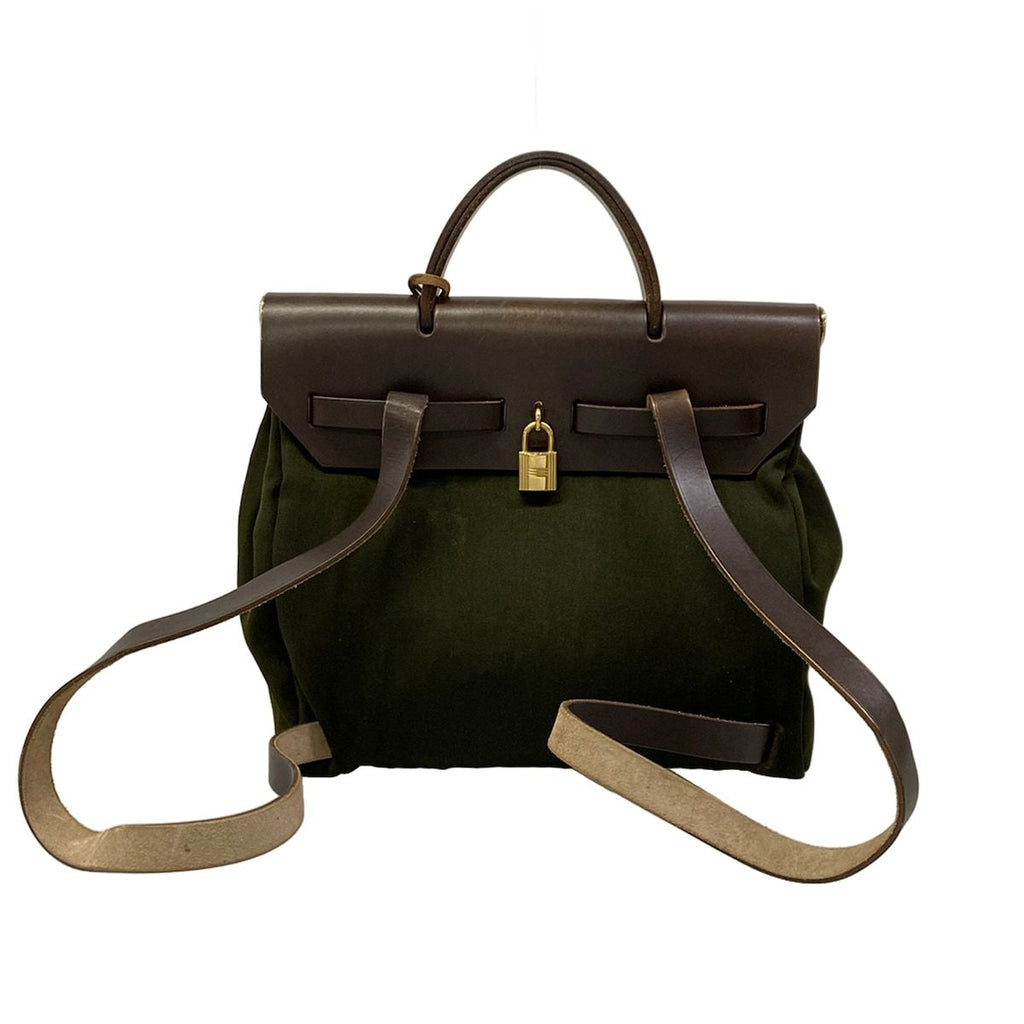 Hermes Backpack Herbag a Dos PM Khaki Dark Brown — view 3