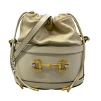 Gucci Shoulder Bag Horsebit 1955 Ivory Drawstring Leather
