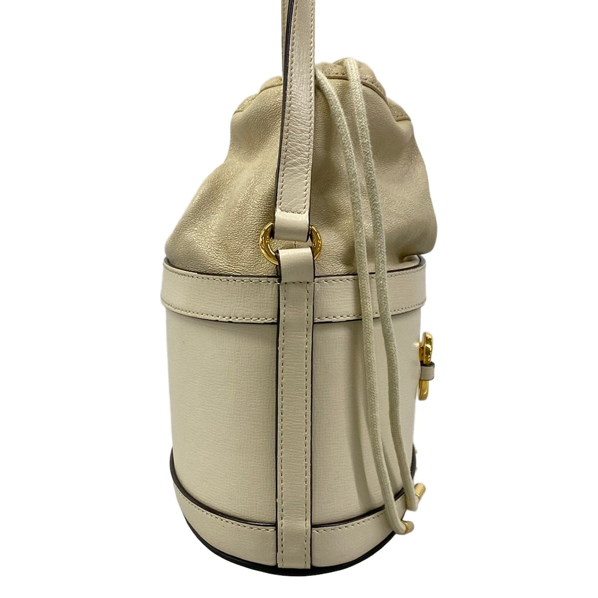 Gucci Shoulder Bag Horsebit 1955 Ivory Drawstring Leather — view 2