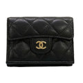 Chanel Trifold Wallet Classic Small Flap Quilted Black Gold