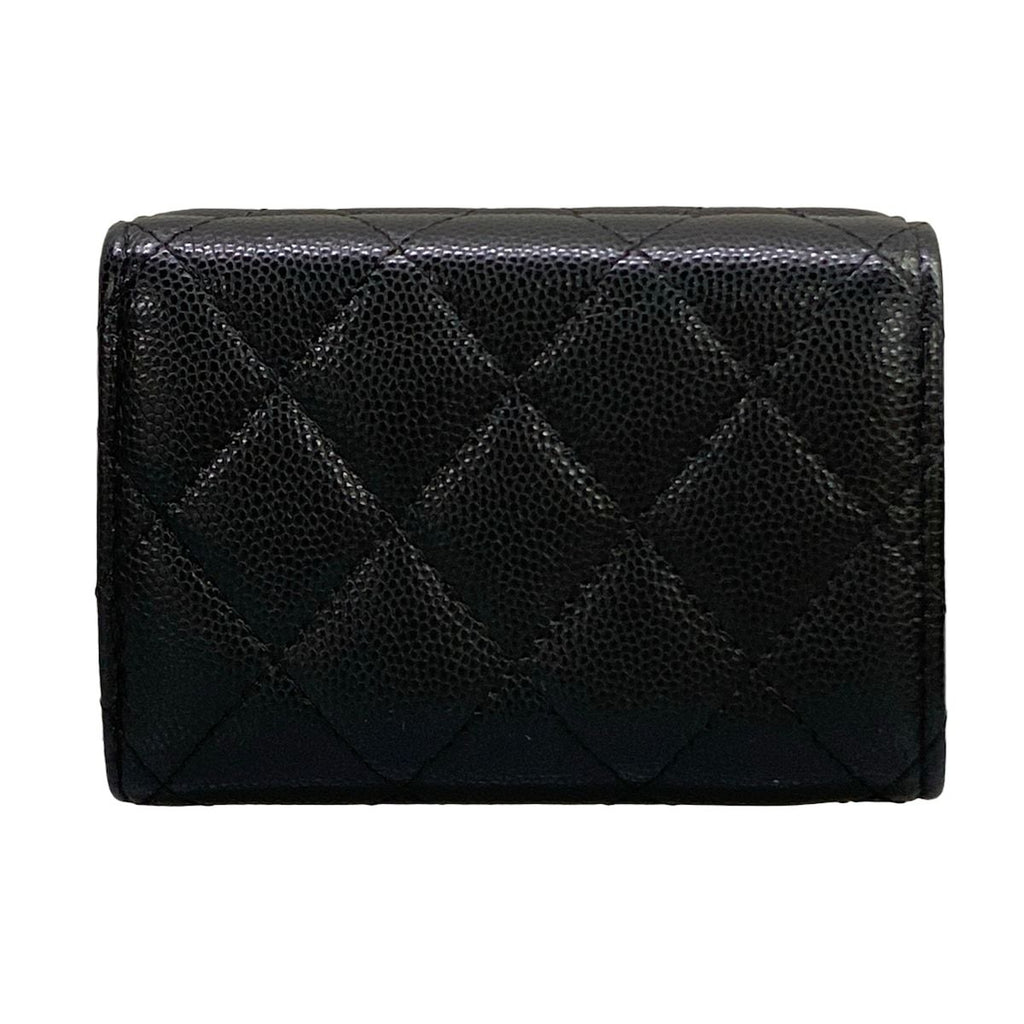 Chanel Trifold Wallet Classic Small Flap Quilted Black Gold — view 2