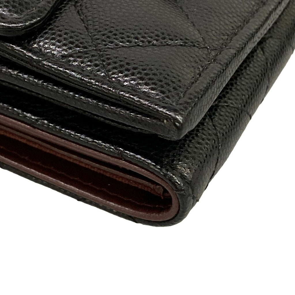 Chanel Trifold Wallet Classic Small Flap Quilted Black Gold — view 8