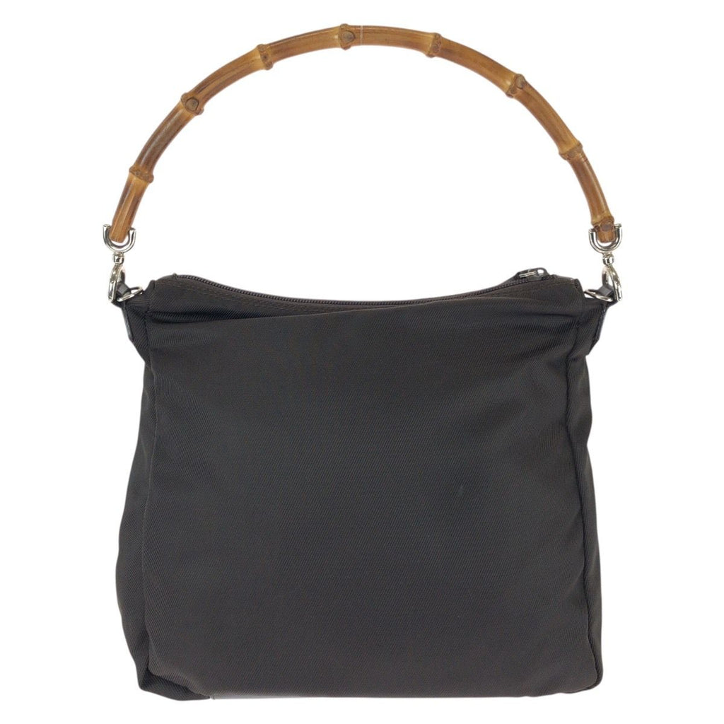 Gucci Bamboo 2-Way Dark Brown Silver Nylon Shoulder Bag — view 2