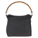 Gucci Bamboo 2-Way Dark Brown Silver Nylon Shoulder Bag — view 2