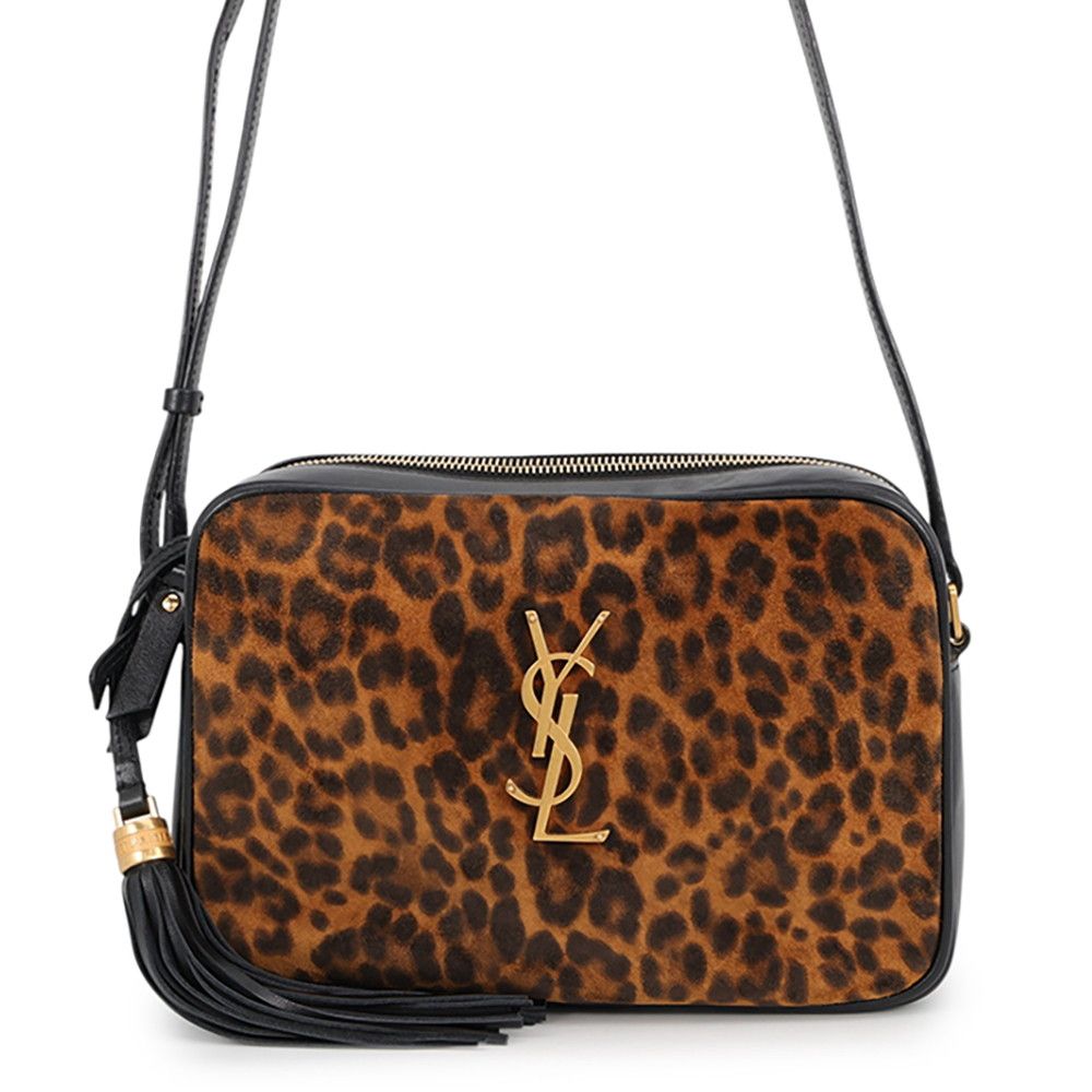 Saint Laurent Paris Shoulder Bag Lou Leather Suede Leopard Black