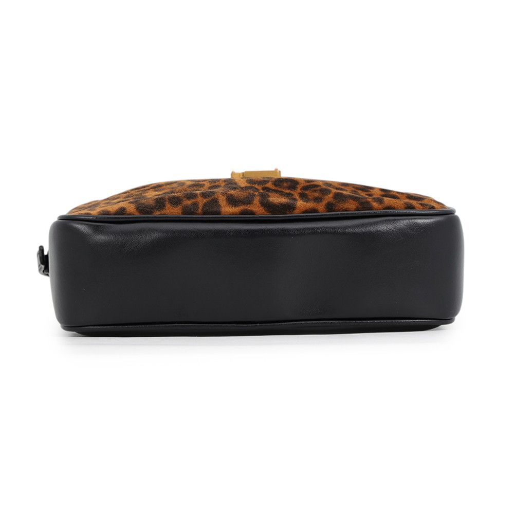Saint Laurent Paris Shoulder Bag Lou Leather Suede Leopard Black — view 3