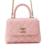Chanel Handbag Quilted Coco Handle Mini Caviar Leather 2-Way Chain