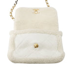 Chanel Chain Shoulder Bag Chanel 19 Flap CC Logo Lambskin Shearling White 2-Way — view 6