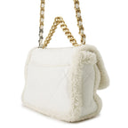 Chanel Chain Shoulder Bag Chanel 19 Flap CC Logo Lambskin Shearling White 2-Way — view 2