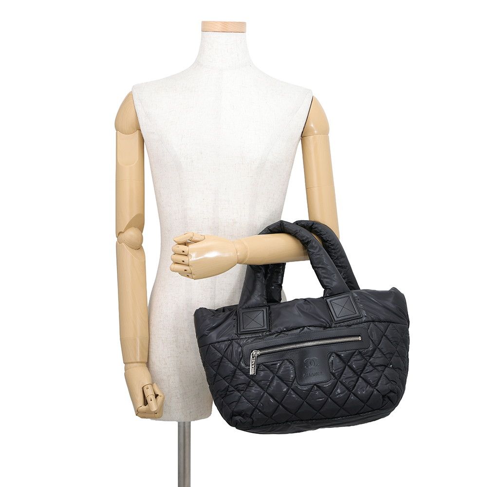Chanel Tote Bag Quilted CC Logo Coco Cocoon Small Nylon Black — view 4