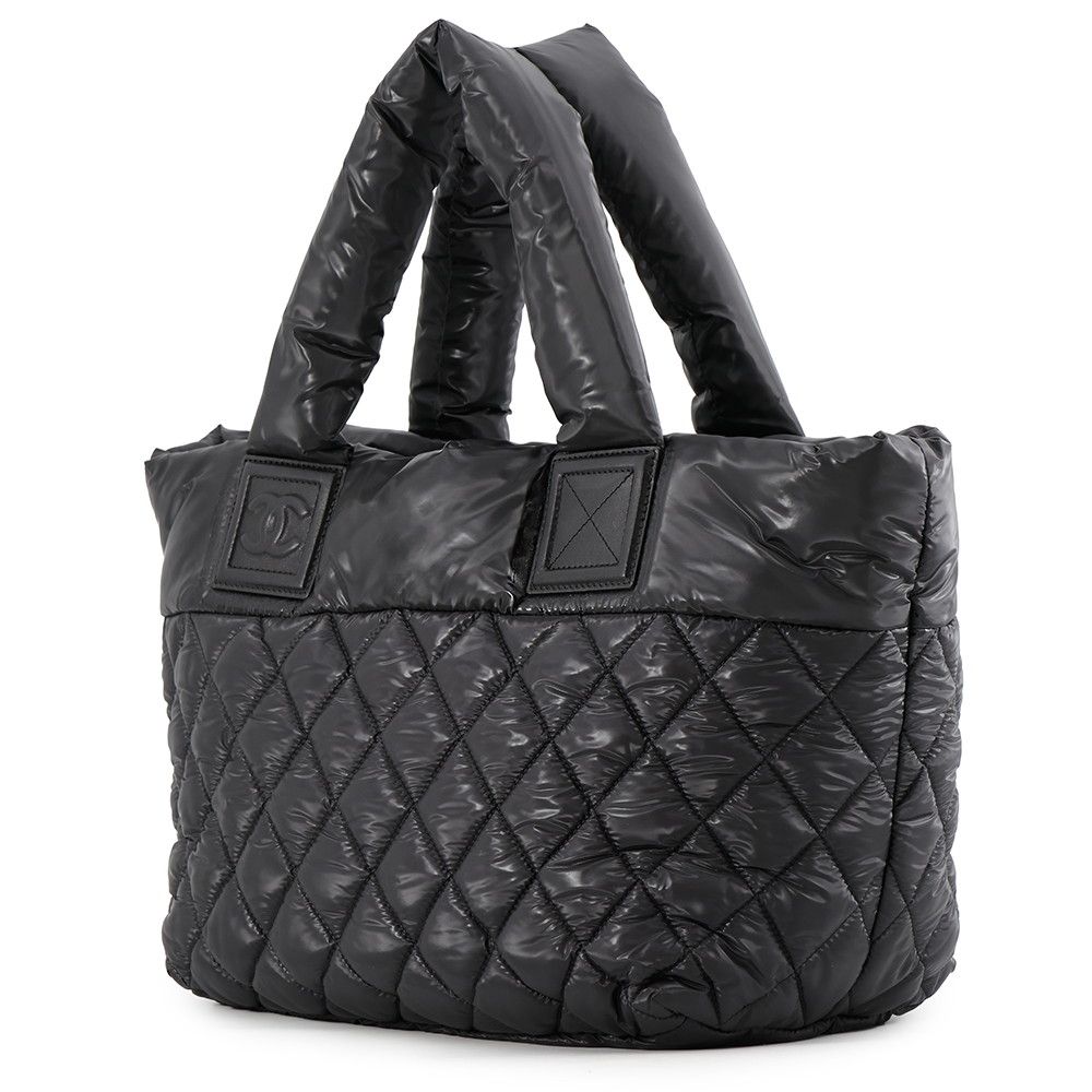 Chanel Tote Bag Quilted CC Logo Coco Cocoon Small Nylon Black — view 2