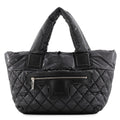 Chanel Tote Bag Quilted CC Logo Coco Cocoon Small Nylon Black