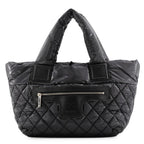 Chanel Tote Bag Quilted CC Logo Coco Cocoon Small Nylon Black