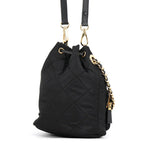 Prada Duet Drawstring Triangle Logo Nylon Leather 2-Way Shoulder Bag Black — view 2
