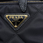 Prada Duet Drawstring Triangle Logo Nylon Leather 2-Way Shoulder Bag Black — view 8
