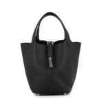 Hermes Handbag Picotin Lock PM Black Silver Taurillon Clemence