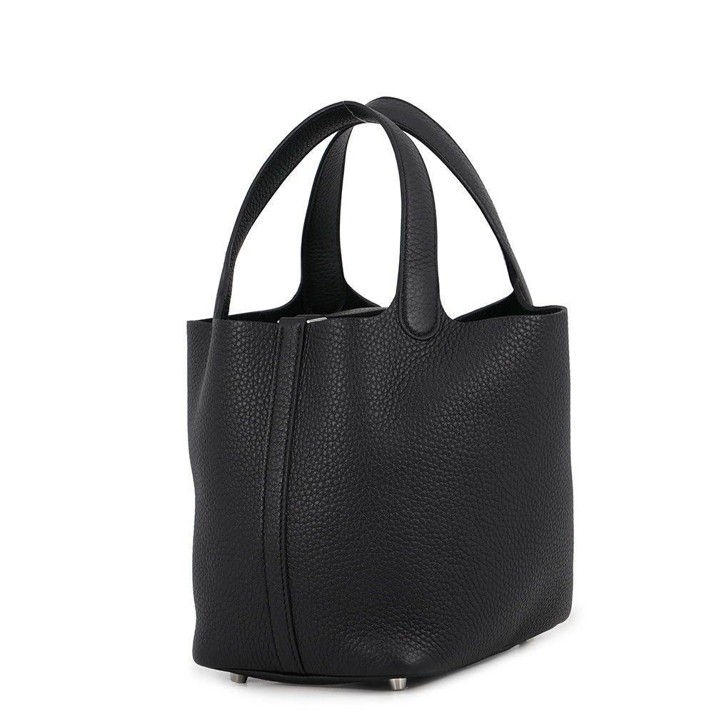 Hermes Handbag Picotin Lock PM Black Silver Taurillon Clemence — view 2