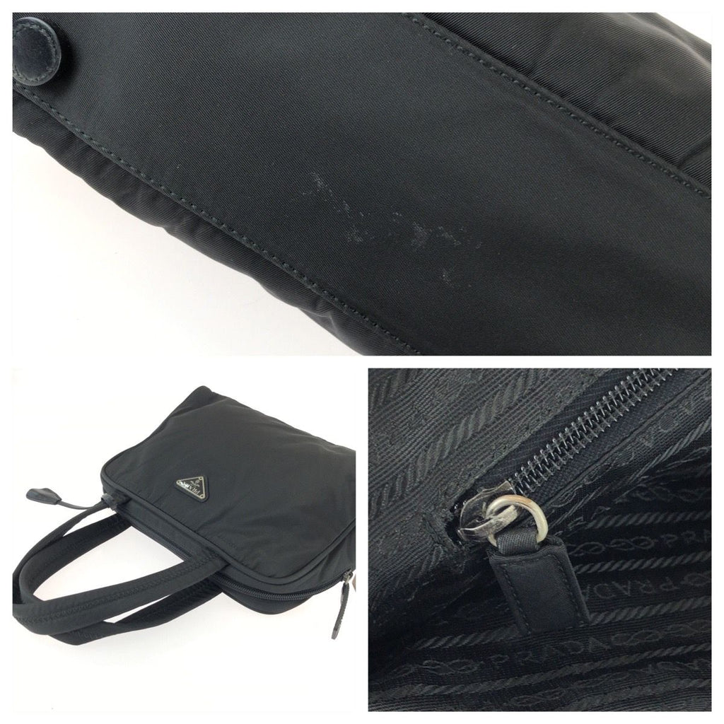 Prada Tessuto Black Silver Nylon Handbag — view 6