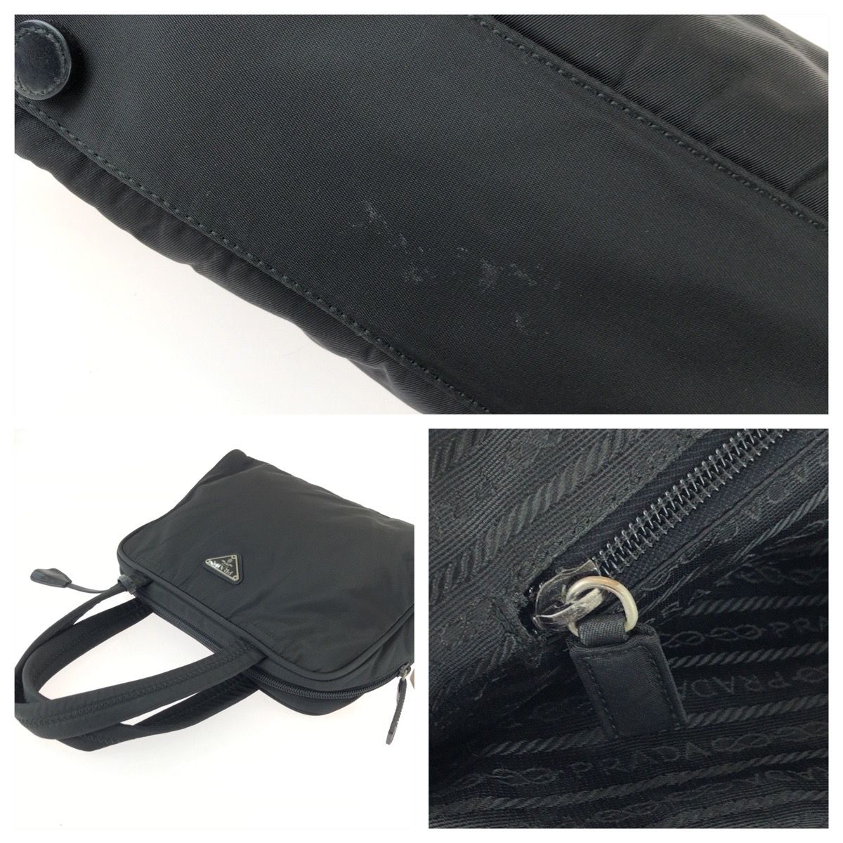Prada Tessuto Black Silver Nylon Handbag — view 6