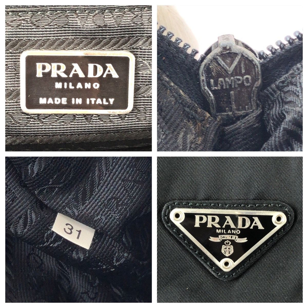 Prada Tessuto Black Silver Nylon Handbag — view 4
