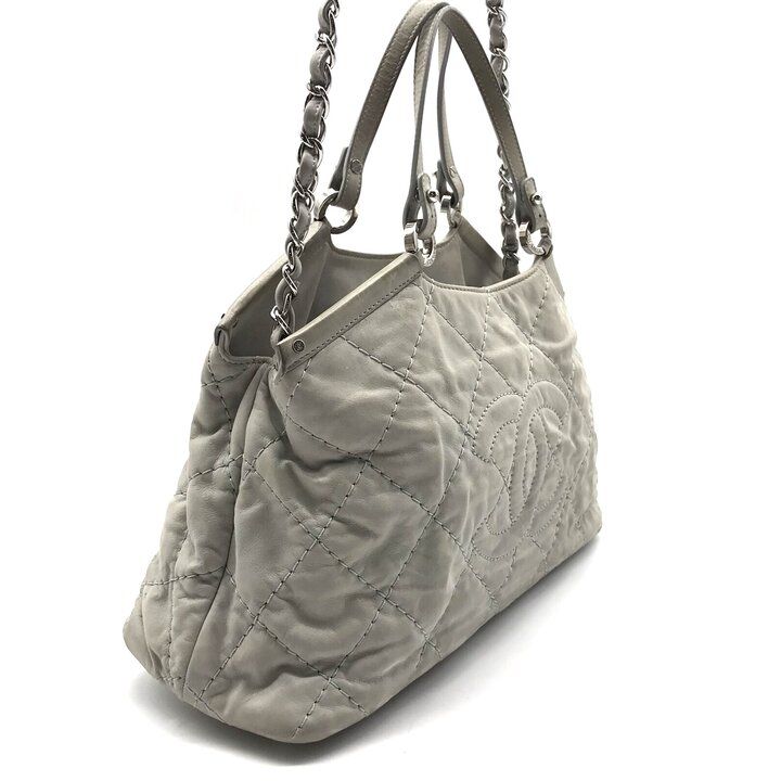 Chanel CC Logo Suede Wild Stitch 2-Way Bag Gray Bag — view 2