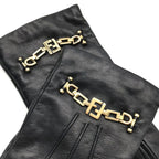 Fendi Leather Gloves FF Logo Black — view 4