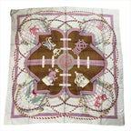 Hermes Grande Tenue Horse Attire Crown Carre 90 Scarf Silk 100% Pink — view 7