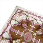 Hermes Grande Tenue Horse Attire Crown Carre 90 Scarf Silk 100% Pink — view 5