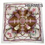 Hermes Grande Tenue Horse Attire Crown Carre 90 Scarf Silk 100% Pink