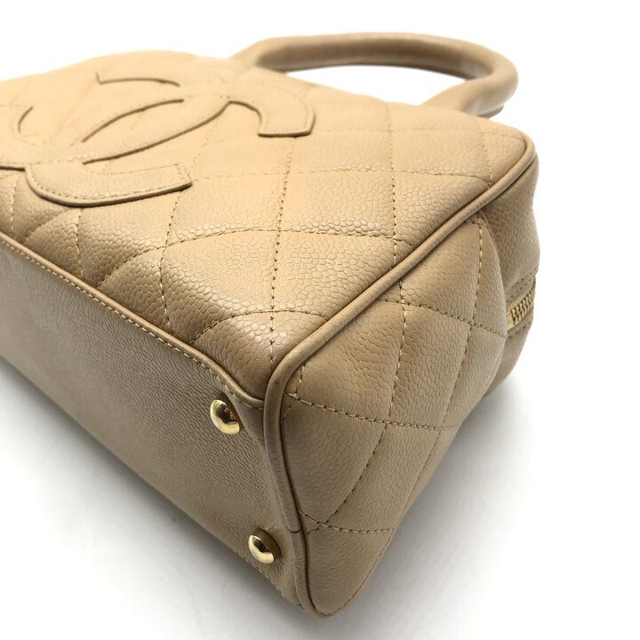 Chanel CC Logo Jumbo CC Quilted Mini Boston Hand Bag Beige — view 5