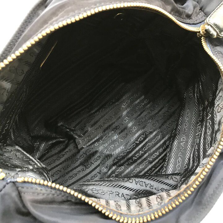 Prada Nylon Quilted Chain Shoulder Tote Bag Navy — view 7