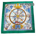 Hermes Vintage Carre 90 Scarf Silk 100% Green