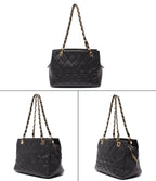 Chanel Chain Shoulder Bag Gold Quilted Caviar Leather Petit Timeless — view 2