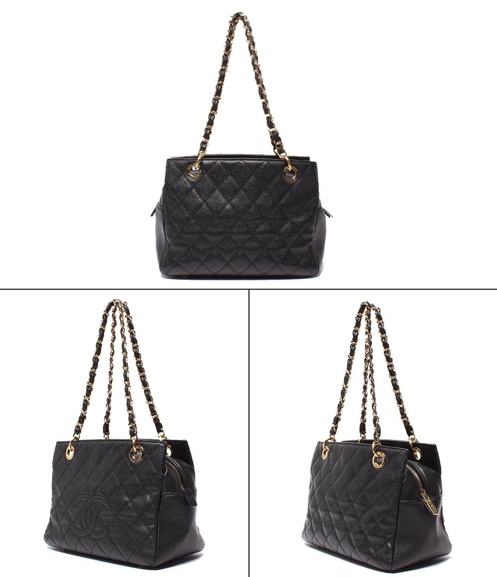 Chanel Chain Shoulder Bag Gold Quilted Caviar Leather Petit Timeless — view 2