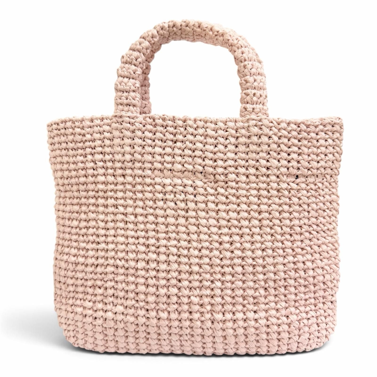 Prada Small Clochette Raffia Triangle Logo Tote Bag Pink Black — view 2