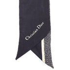 Dior 30 Montaigne Mitzah Houndstooth Pattern Scarf Twilly Navy — view 3