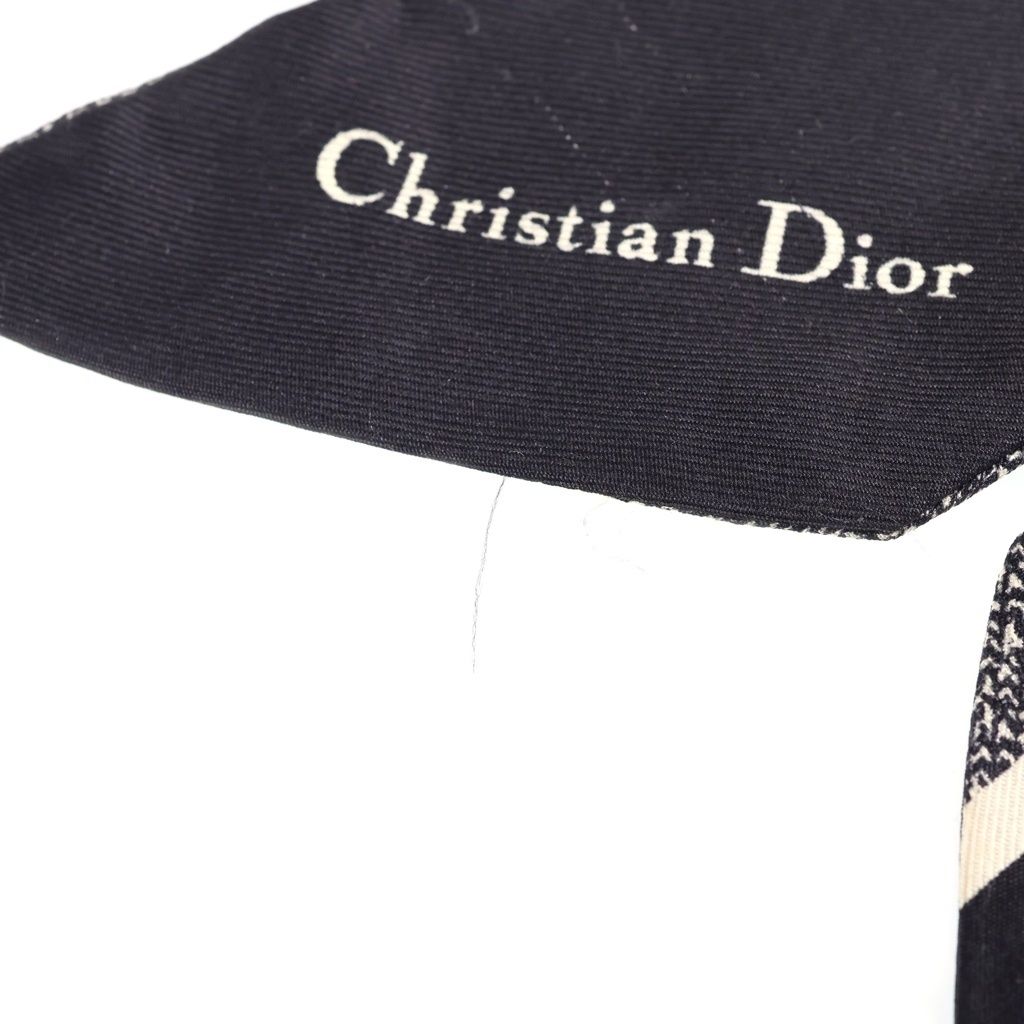Dior 30 Montaigne Mitzah Houndstooth Pattern Scarf Twilly Navy — view 5
