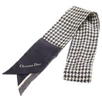 Dior 30 Montaigne Mitzah Houndstooth Pattern Scarf Twilly Navy