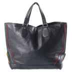 Gucci Perforated Tote Bag Black Leather Silver — view 2