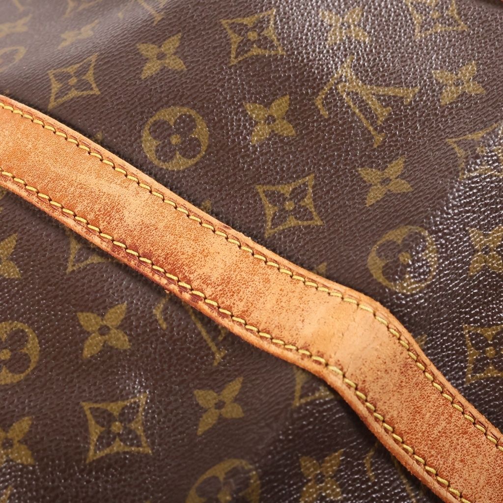 Louis Vuitton Monogram Keepall 55 Boston Bag Brown Leather Gold — view 8