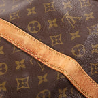 Louis Vuitton Monogram Keepall 55 Boston Bag Brown Leather Gold — view 8