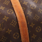 Louis Vuitton Monogram Keepall 55 Boston Bag Brown Leather Gold — view 6