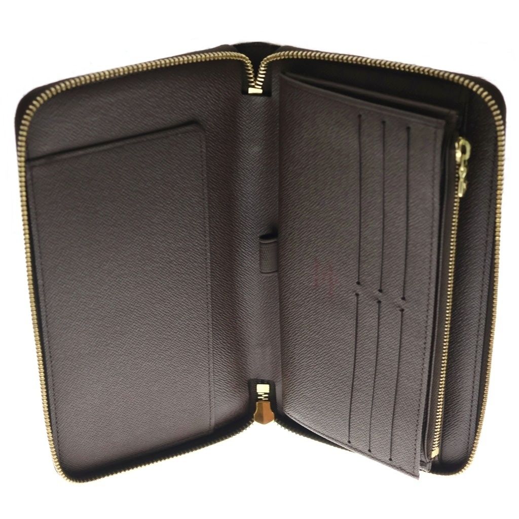 Louis Vuitton Damier Zippy Organizer Wallet Leather Brown — view 4