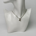 Dior CD Logo Crystal Charm Necklace Plated Rhinestone Silver Vintage